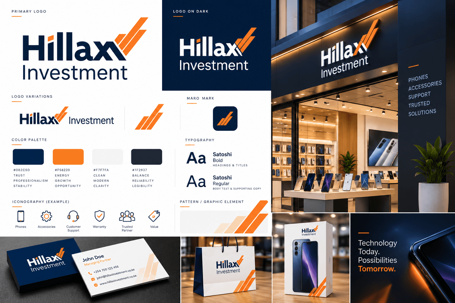 Modern investment group brand identity, portfolio collateral, and corporate digital showcase