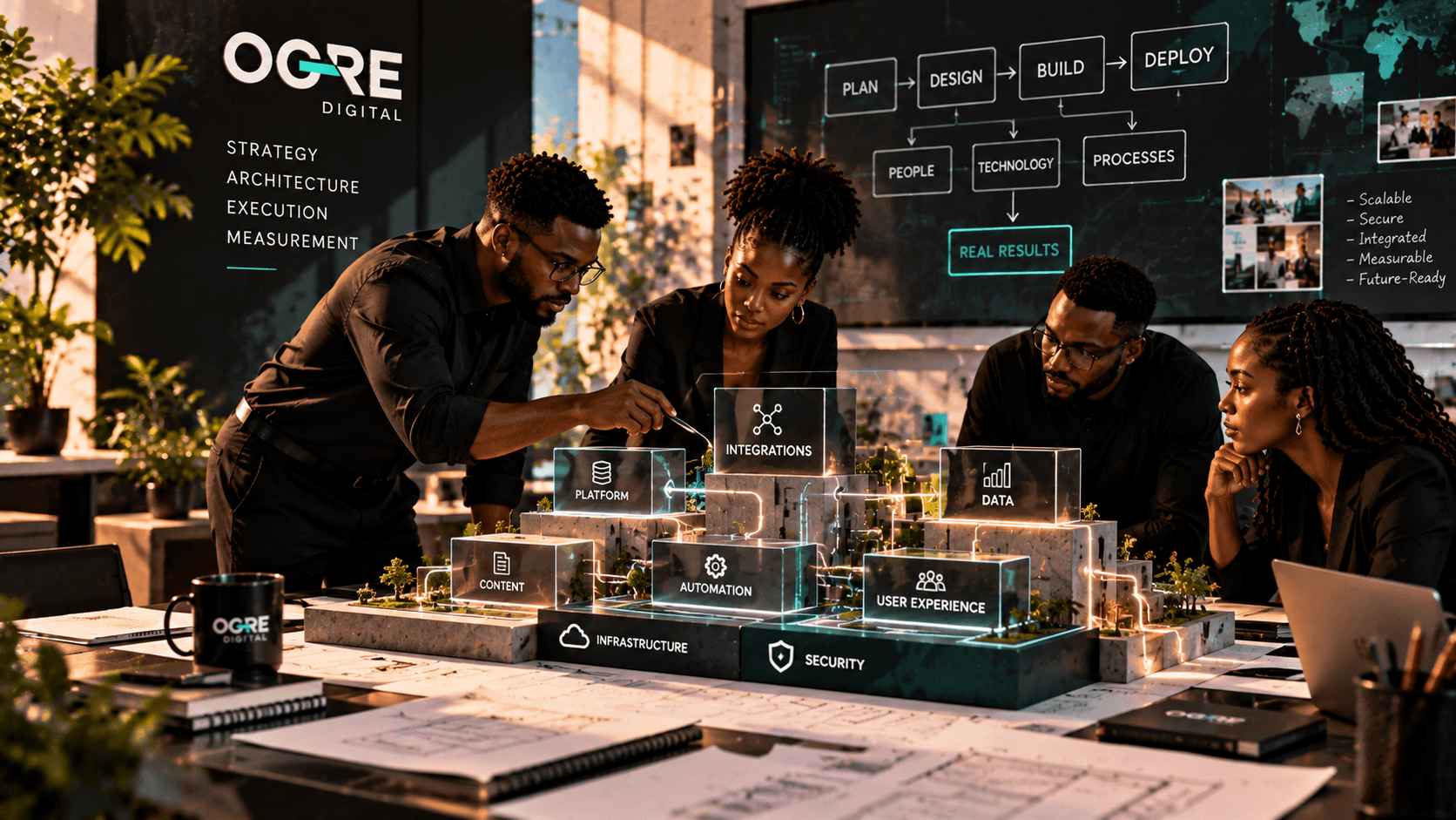 OGRE Digital engineering and design team crafting bespoke Next.js web flagships and brand architecture